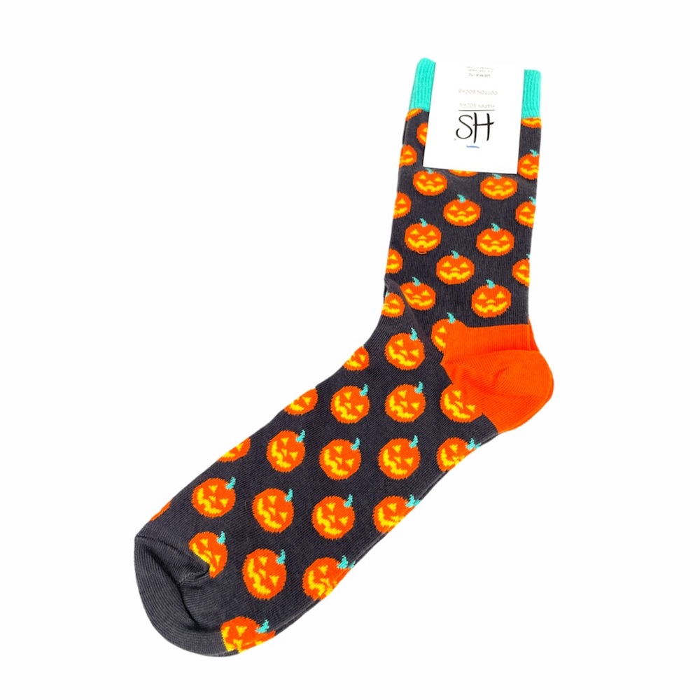 Happy Socks Pumpkin Socks, Gray, Orange